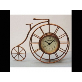 鐵線腳踏車造型桌鐘 y13463 CL.15 時鐘.溫度計.鏡子 桌鐘