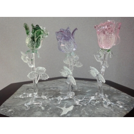 藝術玻璃-夜光玫瑰 y12366 水晶飾品系列 (綠色、紫色、粉紅色) C18