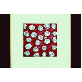  紅底銀玫瑰 y12966 玻璃壁飾系列 