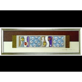 粉藍底銀玫瑰 y12948-琉璃壁飾 玻璃壁飾系列 