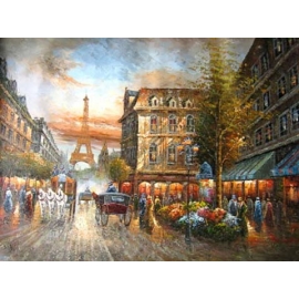 y00010畫作系列-油畫 巴黎街景(P1-2-039)