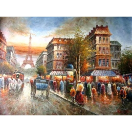 y00013畫作系列-油畫 巴黎街景(P1-2-042)