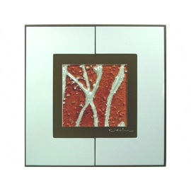 紅底銀樹根 y12984 玻璃壁飾系列