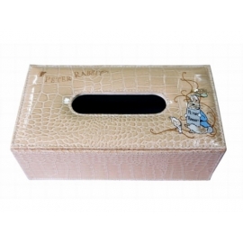 y12433-比得兔系列-米咖色皮革面紙盒(SH007F)