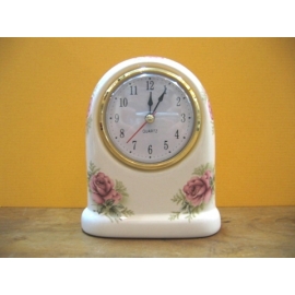 粉紅玫瑰花桌鐘 y12706 CL.11 時鐘.溫度計.鏡子 桌鐘