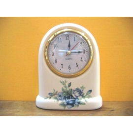 藍色玫瑰花桌鐘 y12707 CL.10 時鐘.溫度計.鏡子 桌鐘