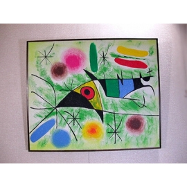 y00393 油畫 抽象畫〈百艷鳥〉