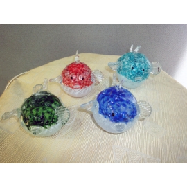 藝術玻璃-小河豚 y12357 水晶飾品系列 (綠色 藍色 紅色 水青色)A9