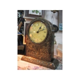銅製拱門雕花造型桌鐘 y10058 時鐘.溫度計.鏡子 桌鐘