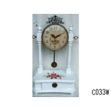 原木色手繪坐鐘 y11939 時鐘.溫度計.鏡子 桌鐘 -原木色手繪坐鐘(兩款雙色)