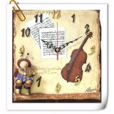 y13490 時鐘-提琴樂譜掛鐘
