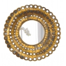 y15898 時鐘.溫度計.鏡子- 鏡子  圓形金色鐵材復古鏡