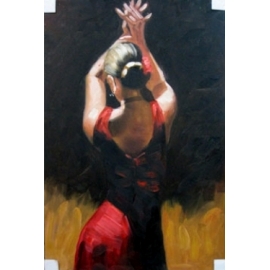 紅衣舞者-y01997-油畫