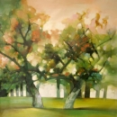 y13975 畫作系列-油畫- 抽象油畫-蘋果園