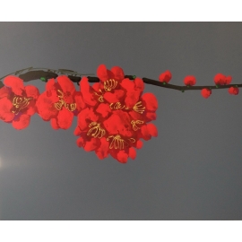 y14025 畫作系列-油畫- 油畫花系列- 櫻花(紅色)