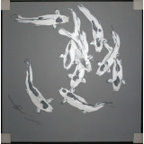 y14033 畫作系列-油畫- 油畫動物系列- 魚 - 九如 (錦鯉) - 另有款式