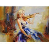 音樂題材(人物)系列- 小提琴手(尺寸可訂製)-y14200 畫作系列 - 油畫 - 油畫人物系列