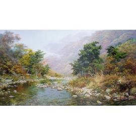 y15681-油畫-油畫風景系列-鄉間溪畔