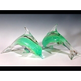 玻璃水晶夜光海豚(一對)  y12768 玻璃水晶 水晶飾品系列---無庫存