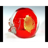 玻璃水晶紅色金箔豬(一組)  y12752 水晶飾品系列