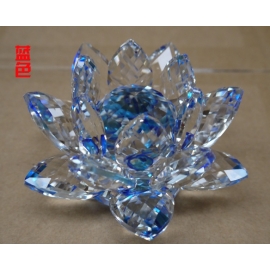 七品水晶蓮花擺飾-藍色) y13756  水晶飾品系列 七品水晶蓮花擺飾- 藍色 (共七色) 