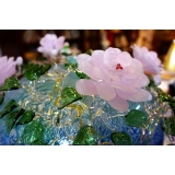  y15686  琉璃水晶玻璃 - 玻璃飾品系列 -茶花造形聚寶盆