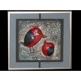 y13236-ID0073瓷漆畫-紅鳥