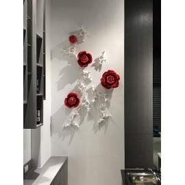 陶瓷玫瑰組合壁飾/組  y16126 立體壁飾- 花、植物系列