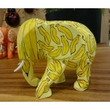 熱帶香蕉彩繪木雕大象家族(三入)-y15160-木雕(已售出)--可預購