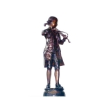 y09475 銅雕-拉提琴的莫札特