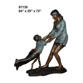 銅雕系列-銅雕大型擺飾-母與子 y14138 立體雕塑.擺飾 人物立體擺飾系列-西式人物系列