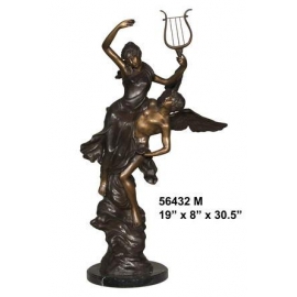 銅雕系列-銅雕人物-彈琴情侶 y14173 立體雕塑.擺飾 人物立體擺飾系列-西式人物系列