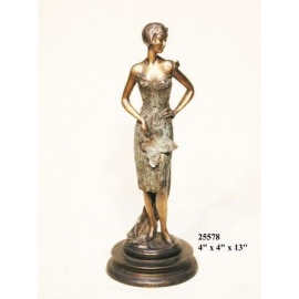 銅雕系列-銅雕人物-自信淑女 y14213 立體雕塑.擺飾 人物立體擺飾系列-西式人物系列