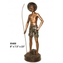 銅雕系列- 銅雕人物 - 釣魚男孩 y14219  立體雕塑.擺飾 人物立體擺飾系列-西式人物系列