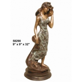 銅雕系列-銅雕人物-海邊嫵媚女 y14226 立體雕塑.擺飾 人物立體擺飾系列-西式人物系列