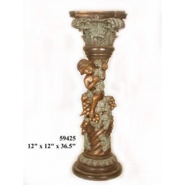 銅雕系列-銅雕人物-小孩爬柱 y14229 立體雕塑.擺飾 人物立體擺飾系列-西式人物系列