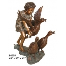 銅雕系列-銅雕人物-小孩與野鴨 y14230 立體雕塑.擺飾 人物立體擺飾系列-西式人物系列