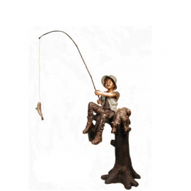 釣魚男孩(y14688 銅雕系列- 銅雕大型擺飾、銅雕人物 ) 