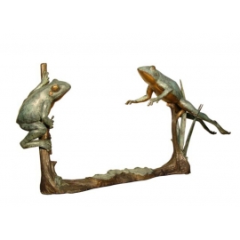 雙蛙游姿(y14695 銅雕系列- 銅雕大型擺飾、銅雕動物 ) 