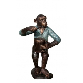 猴子樂隊-鼓手(y14707 銅雕系列- 銅雕大型擺飾、銅雕動物 ) 