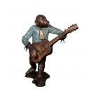 猴子樂隊-吉他手(y14708 銅雕系列- 銅雕大型擺飾、銅雕動物 ) 