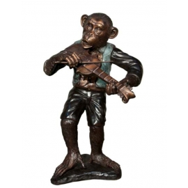 猴子樂隊-小提琴手(y14709 銅雕系列- 銅雕大型擺飾、銅雕動物 ) 