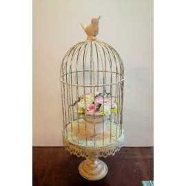 鐵材藝術-鐵材擺飾系列-鳥籠(含玫瑰盆) y14175 