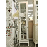 y13542傢俱系列-復古白色玻璃門五格櫃(大)