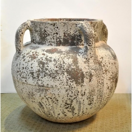 落灰陶落地花器 y15033 -花器系列-落灰陶 白風化反口弧形花瓶