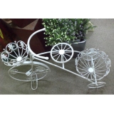 y10851-花器系列-鐵製花器-白腳踏車花架(6011D2195)