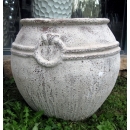 y14072 -花器系列-古樸陶瓷 -落灰陶( 沙釉雙耳圓缸)