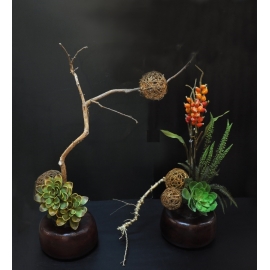 雙盆造型花藝/對-y15327-花藝設計.花材果樹