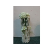 y10961 花藝設計-人造花白木玻璃造型花藝盆花 一對(可單買)