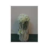 y10961 花藝設計-人造花白木玻璃造型花藝盆花 一對(可單買)